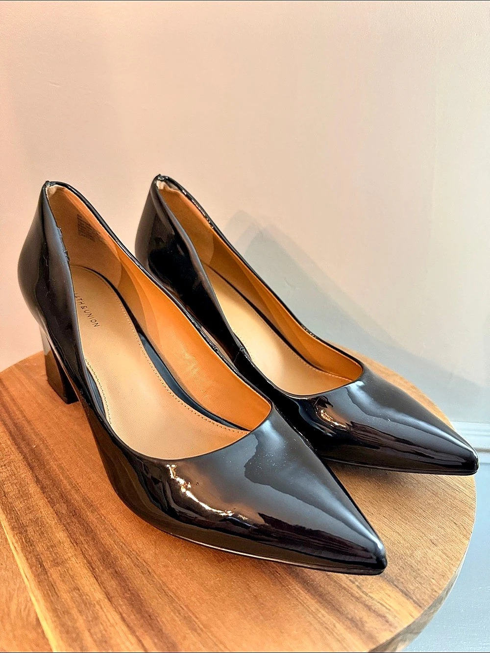 14th & Union Patent Pointed-Toe Block Heel Pumps